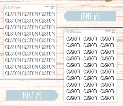 Large Script CUSTOM TEXT Stickers. || L000