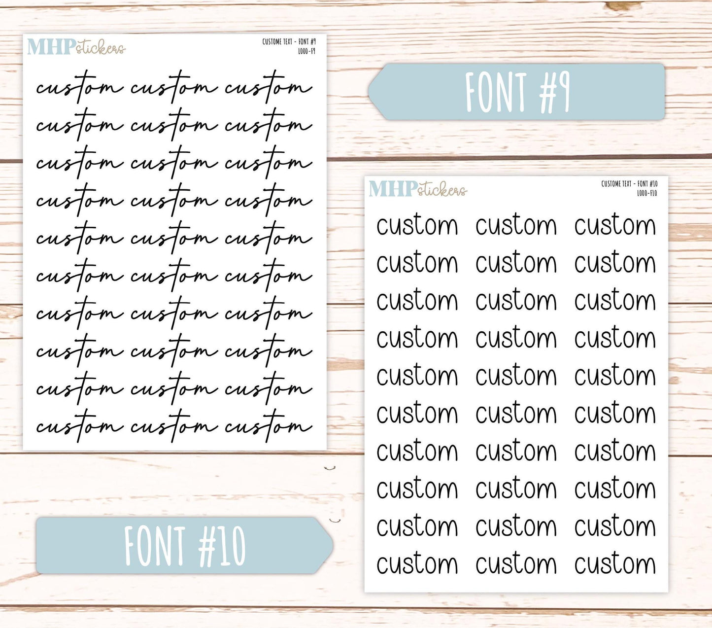 Large Script CUSTOM TEXT Stickers. || L000