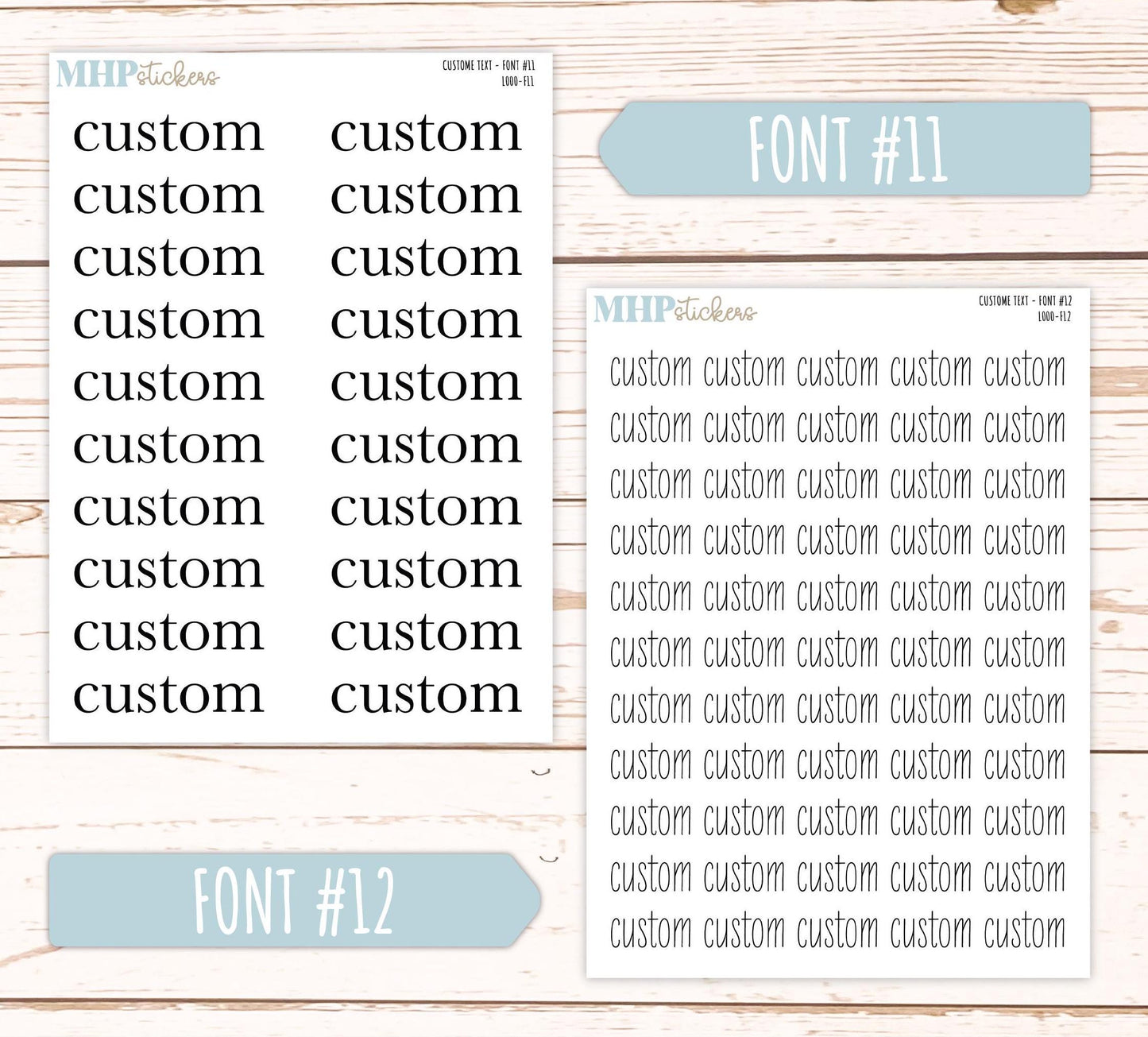 Large Script CUSTOM TEXT Stickers. || L000