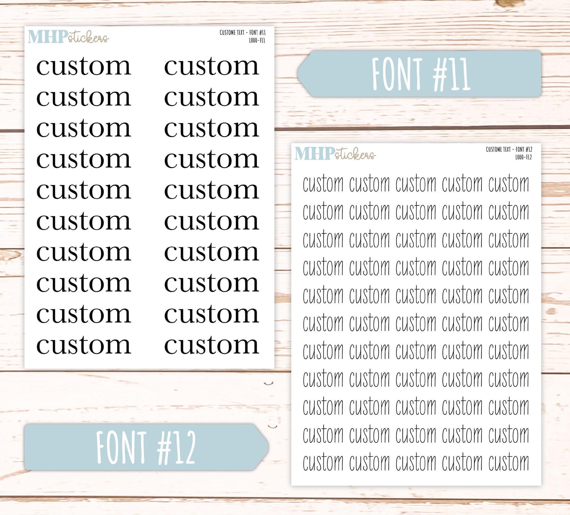 Large Script CUSTOM TEXT Stickers. || L000