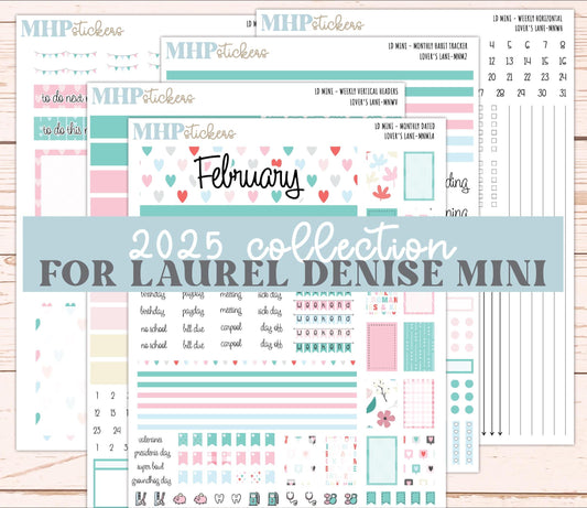 FEBRUARY 2025 Stickers for MINI Laurel Denise Planners "Lover's Lane" || MNLL