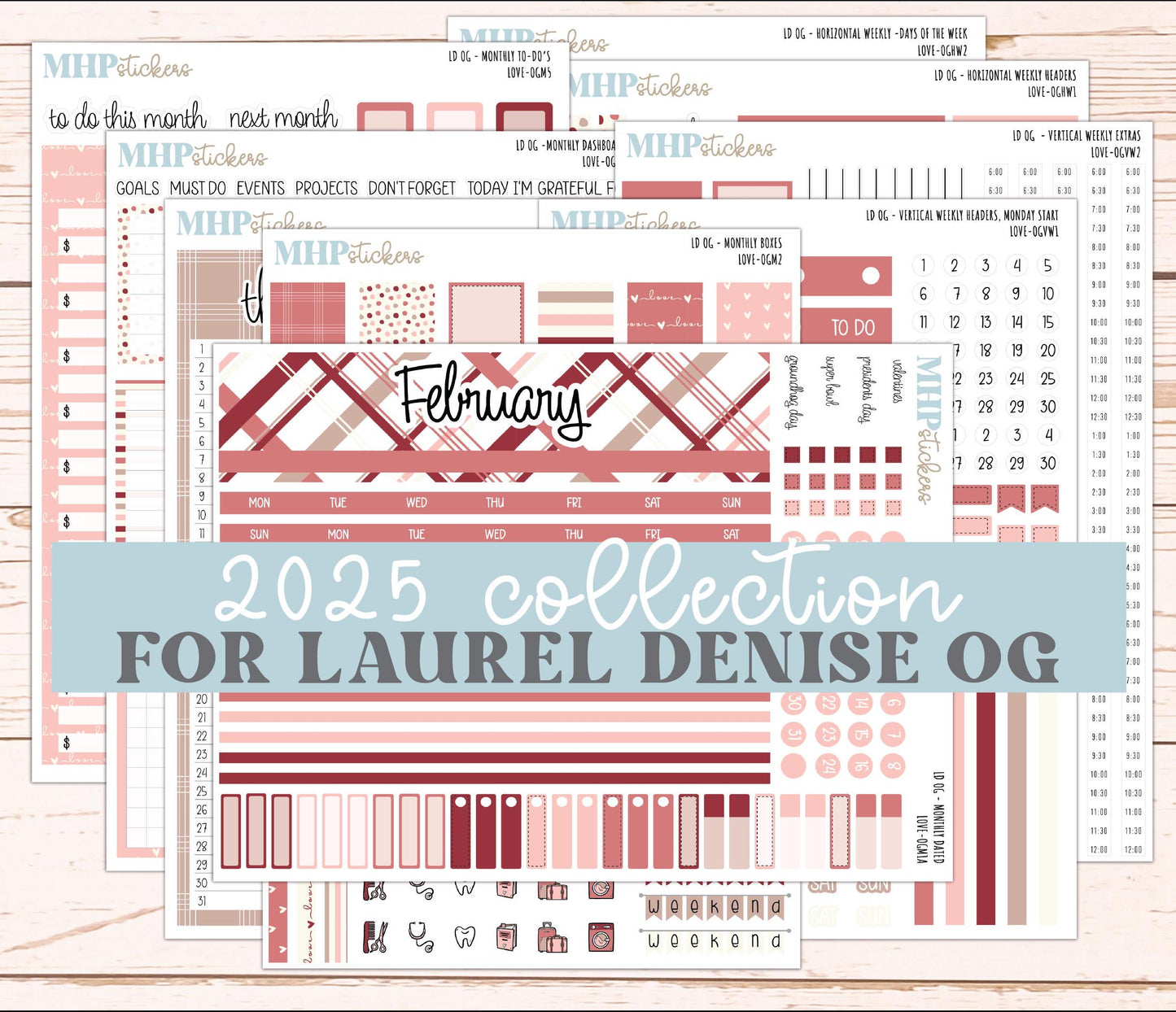 FEBRUARY 2025 Stickers for OG Laurel Denise Planners. "Love" || OGLV