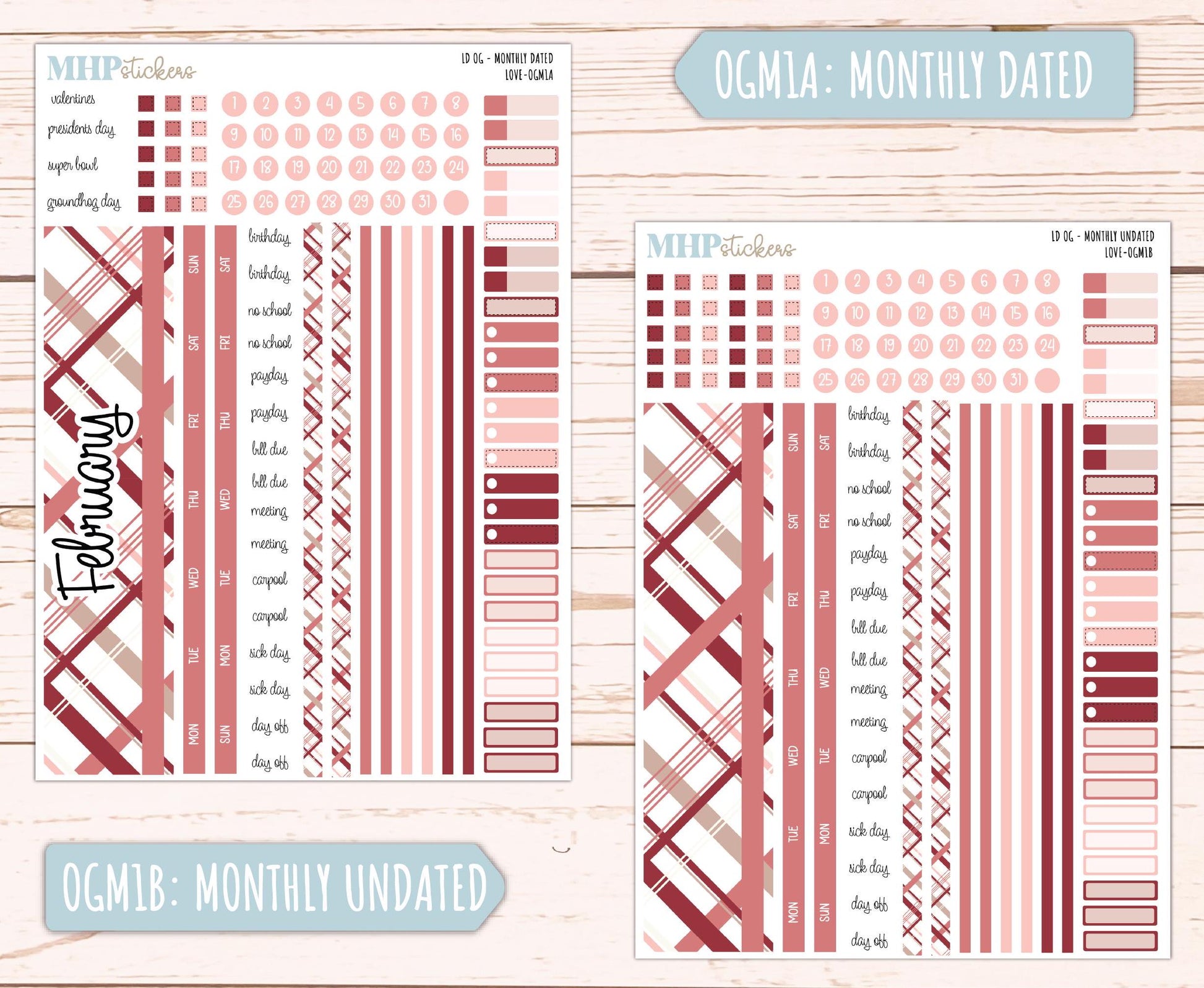 FEBRUARY 2025 Stickers for OG Laurel Denise Planners. "Love" || OGLV