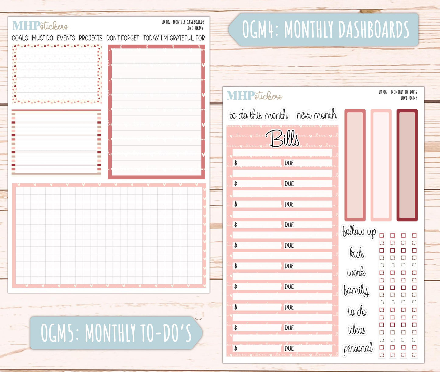 FEBRUARY 2025 Stickers for OG Laurel Denise Planners. "Love" || OGLV