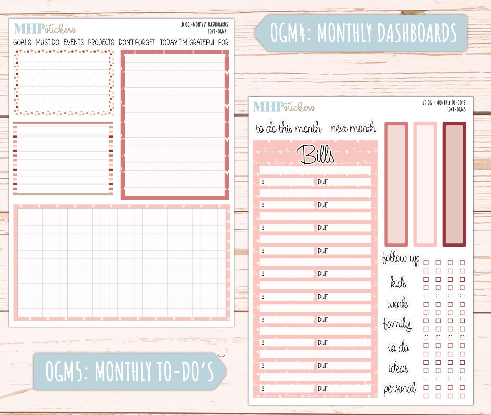 FEBRUARY 2025 Stickers for OG Laurel Denise Planners. "Love" || OGLV