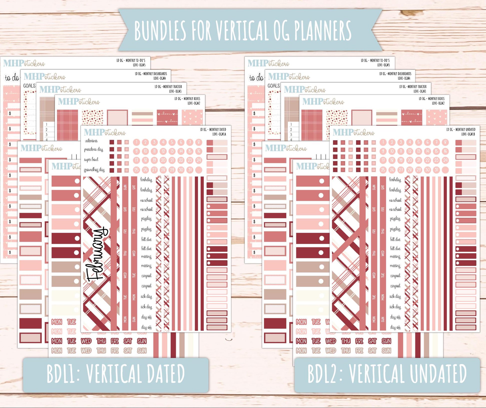 FEBRUARY 2025 Stickers for OG Laurel Denise Planners. "Love" || OGLV