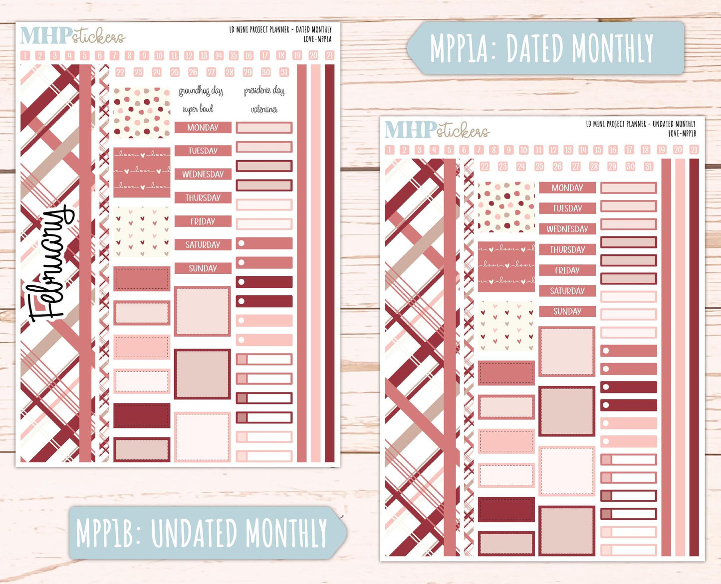 FEBRUARY 2025 Stickers for LD Mini Project Planner "Love" || MPPLV