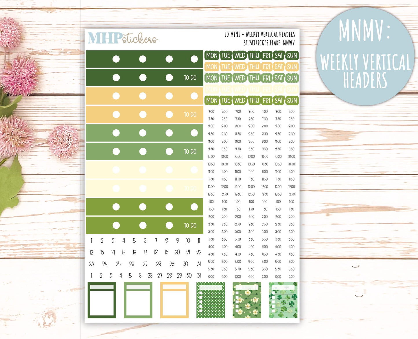 MARCH 2025 Stickers for MINI Laurel Denise Planners "St PAtrick's Flare" || MNSPF