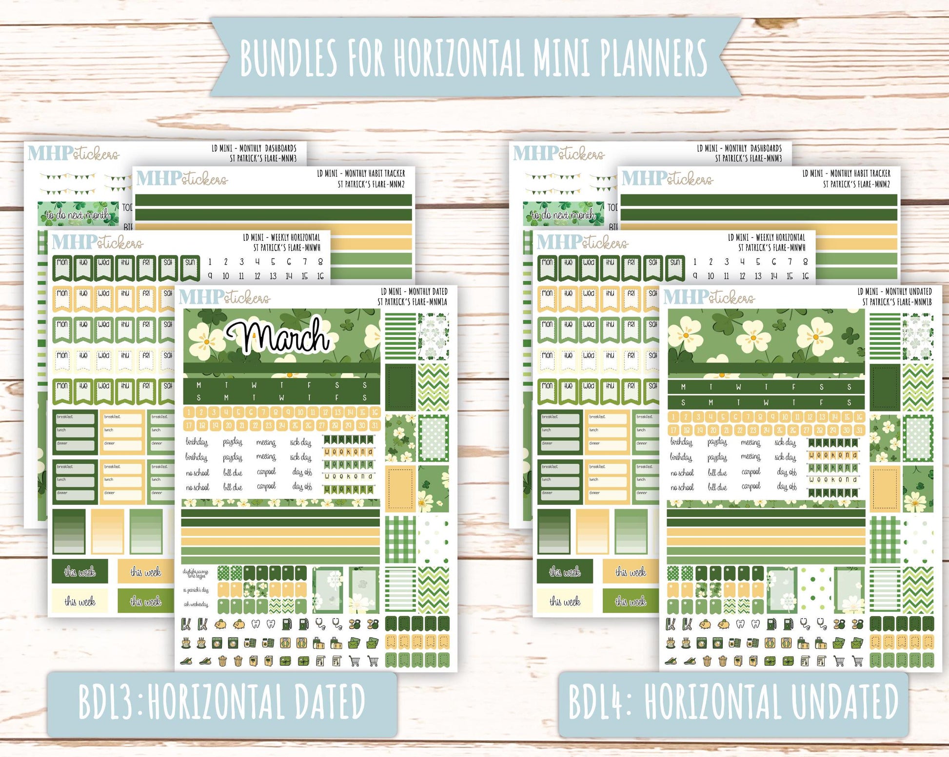 MARCH 2025 Stickers for MINI Laurel Denise Planners "St PAtrick's Flare" || MNSPF