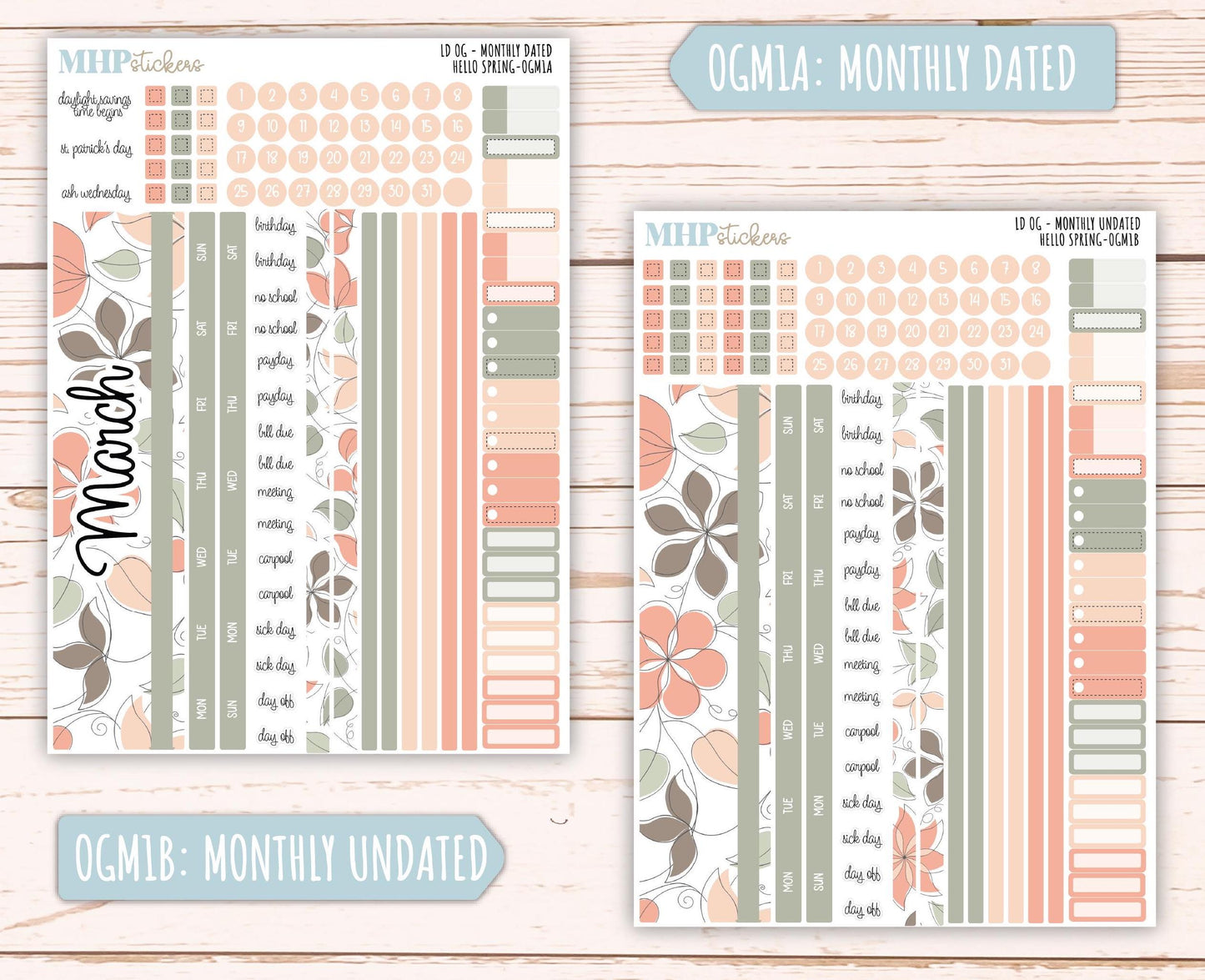 MARCH 2025 Stickers for OG Laurel Denise Planners. "Hello Spring" || OGHS