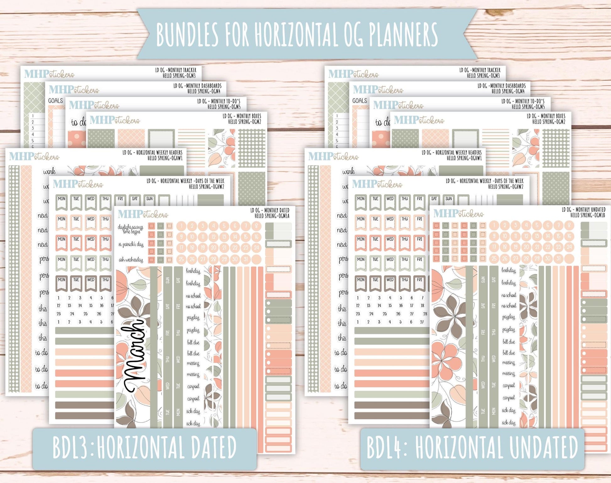 MARCH 2025 Stickers for OG Laurel Denise Planners. "Hello Spring" || OGHS