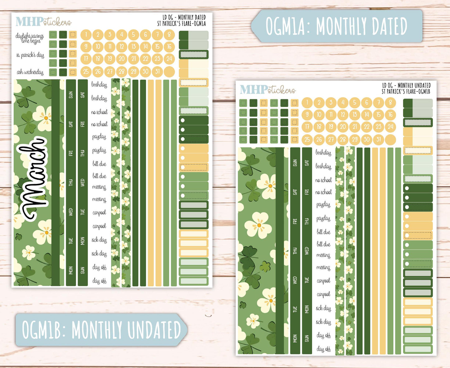 MARCH 2025 Stickers for OG Laurel Denise Planners. "St Patrick's Flare" || OGSPF