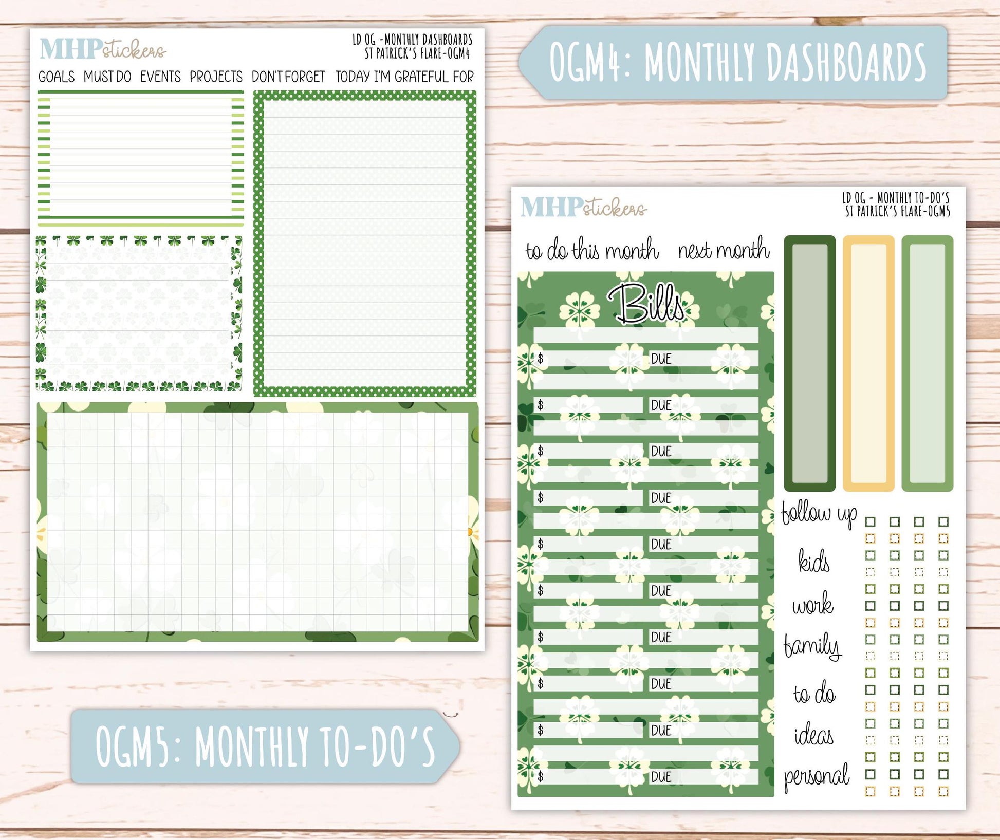 MARCH 2025 Stickers for OG Laurel Denise Planners. "St Patrick's Flare" || OGSPF