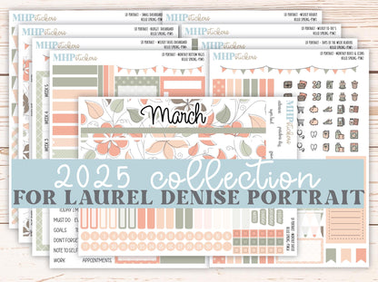 MARCH 2025 Stickers for Laurel Denise Portrait Planners. "Hello Spring" || PTHS