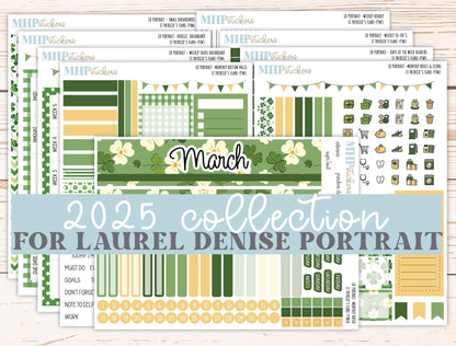 MARCH 2025 Stickers for Laurel Denise Portrait Planners. "St Patrick's Flare" || PTSPF