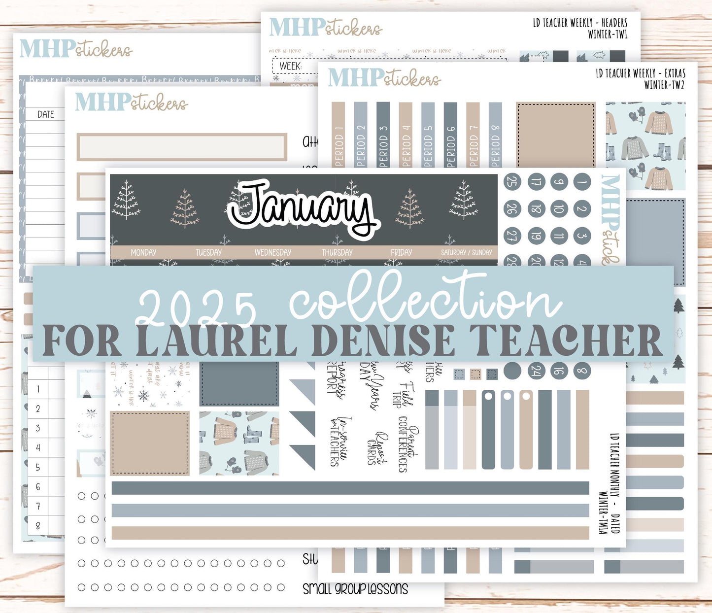 JANUARY Stickers for Laurel Denise Teacher Planners. "Winter" || TW