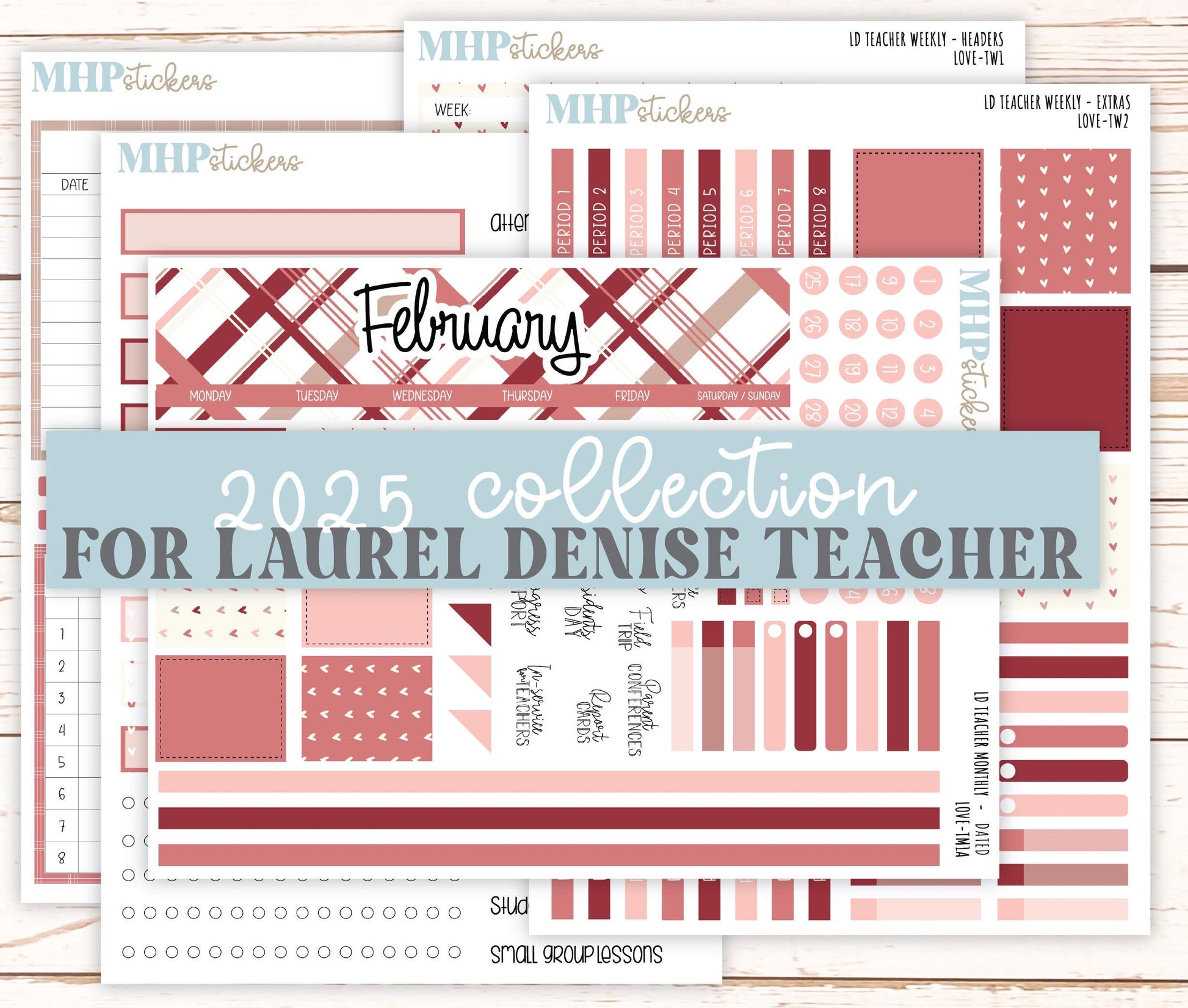 FEBRUARY Stickers for Laurel Denise Teacher Planners. "LOVE" || TLV