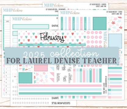 FEBRUARY Stickers for Laurel Denise Teacher Planners. "Lover's Lane" || TLL