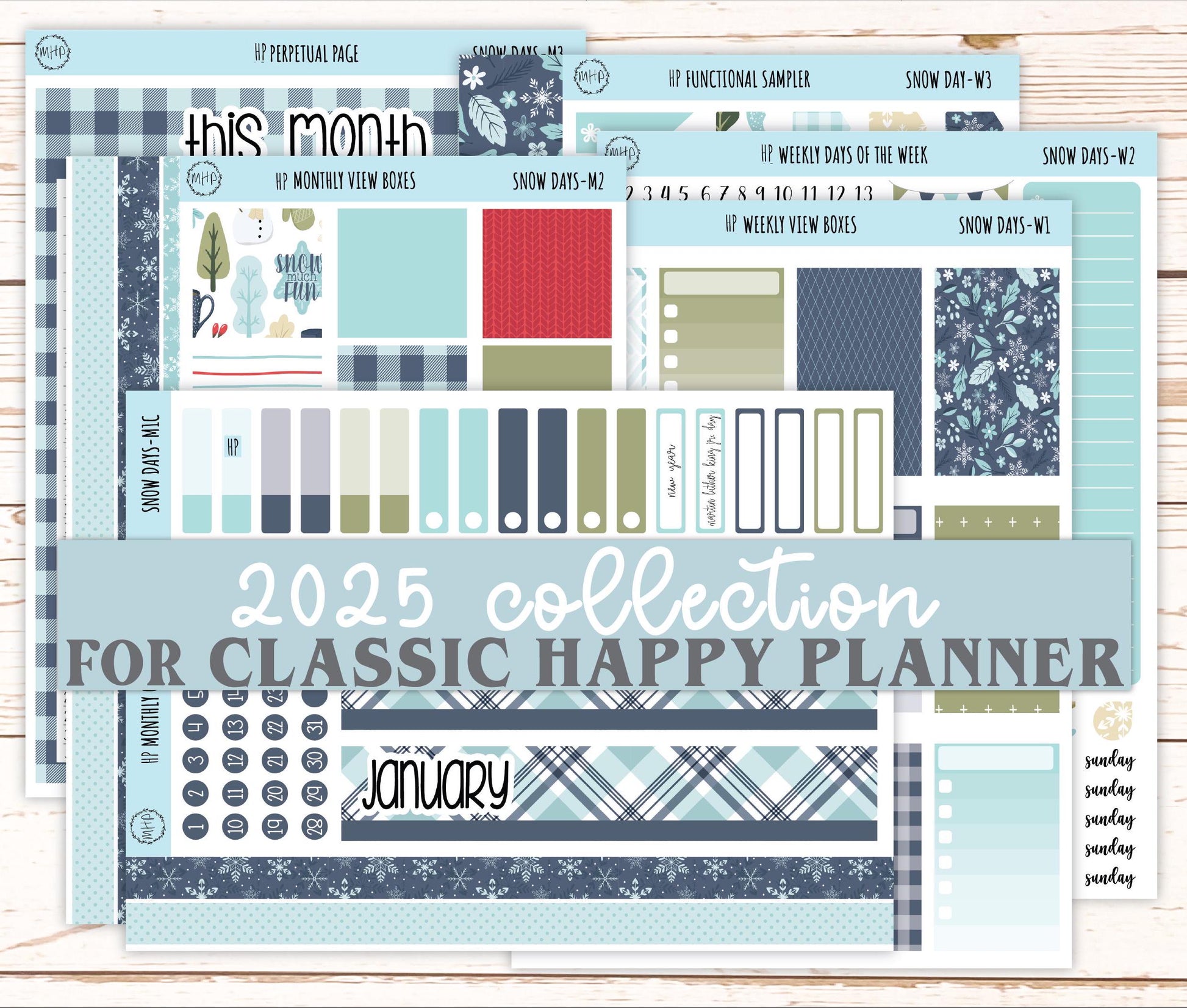 JANUARY Planner Stickers for Happy Planner Classic "Snow Day" ||HP-SD