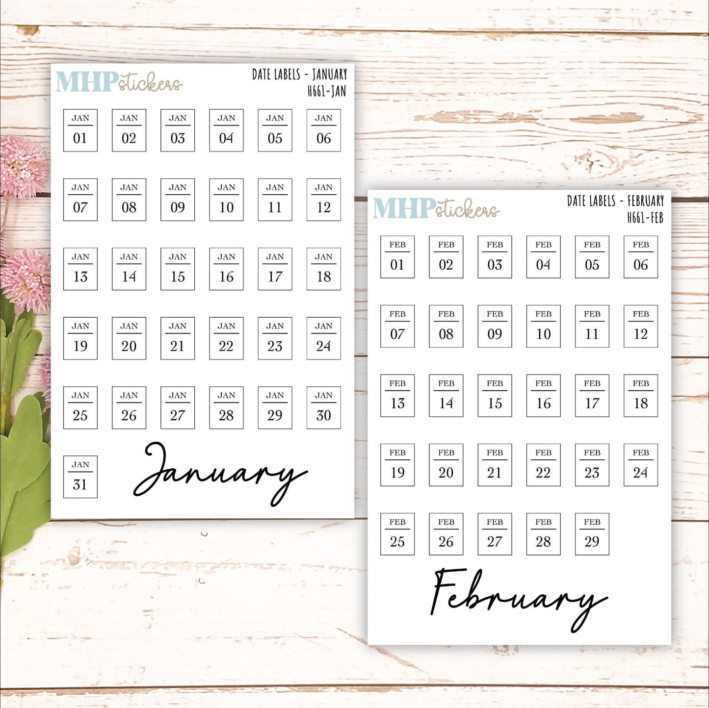 Date Labels for Planners. Sticker Planners || H661