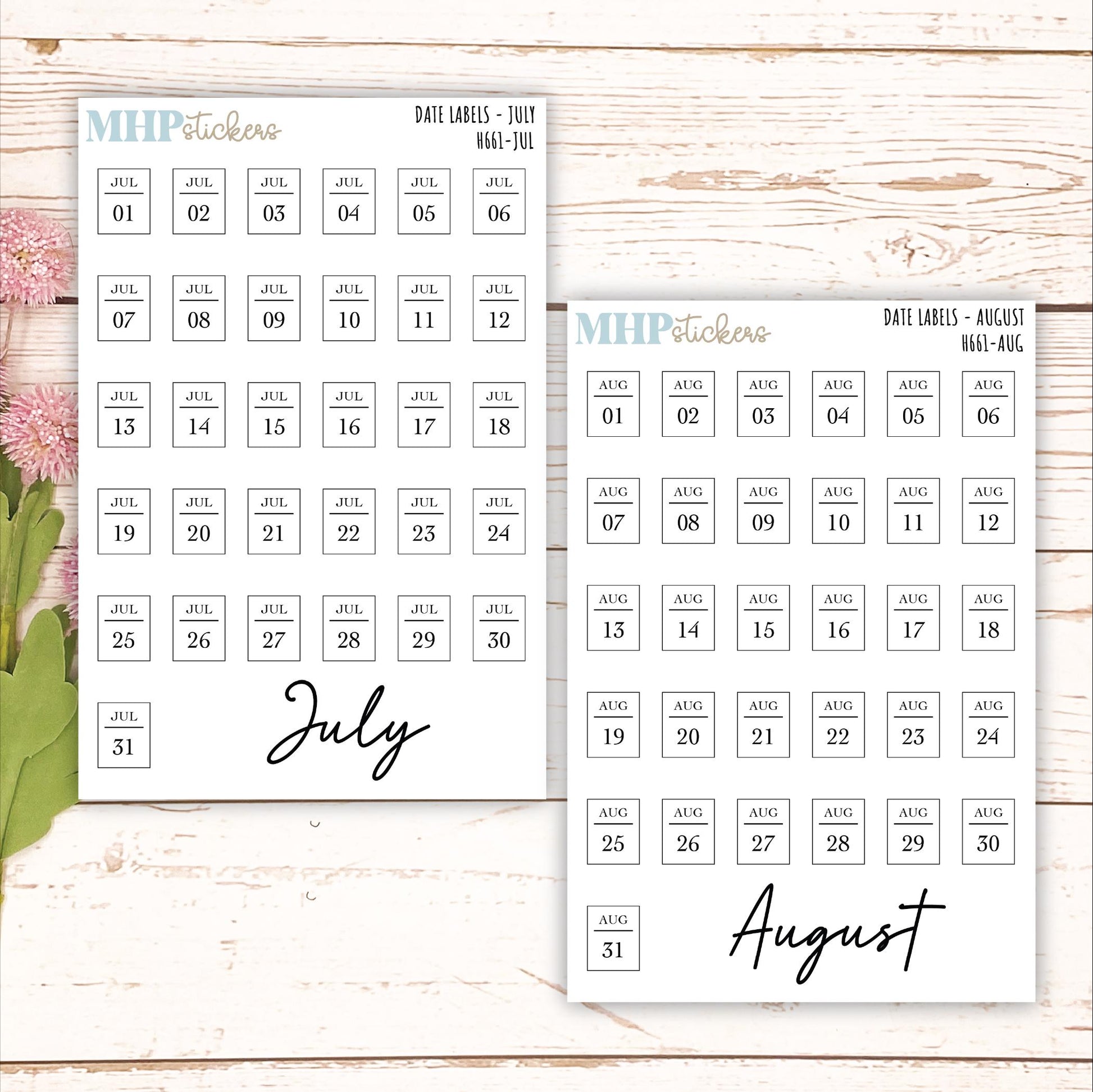 Date Labels for Planners. Sticker Planners || H661