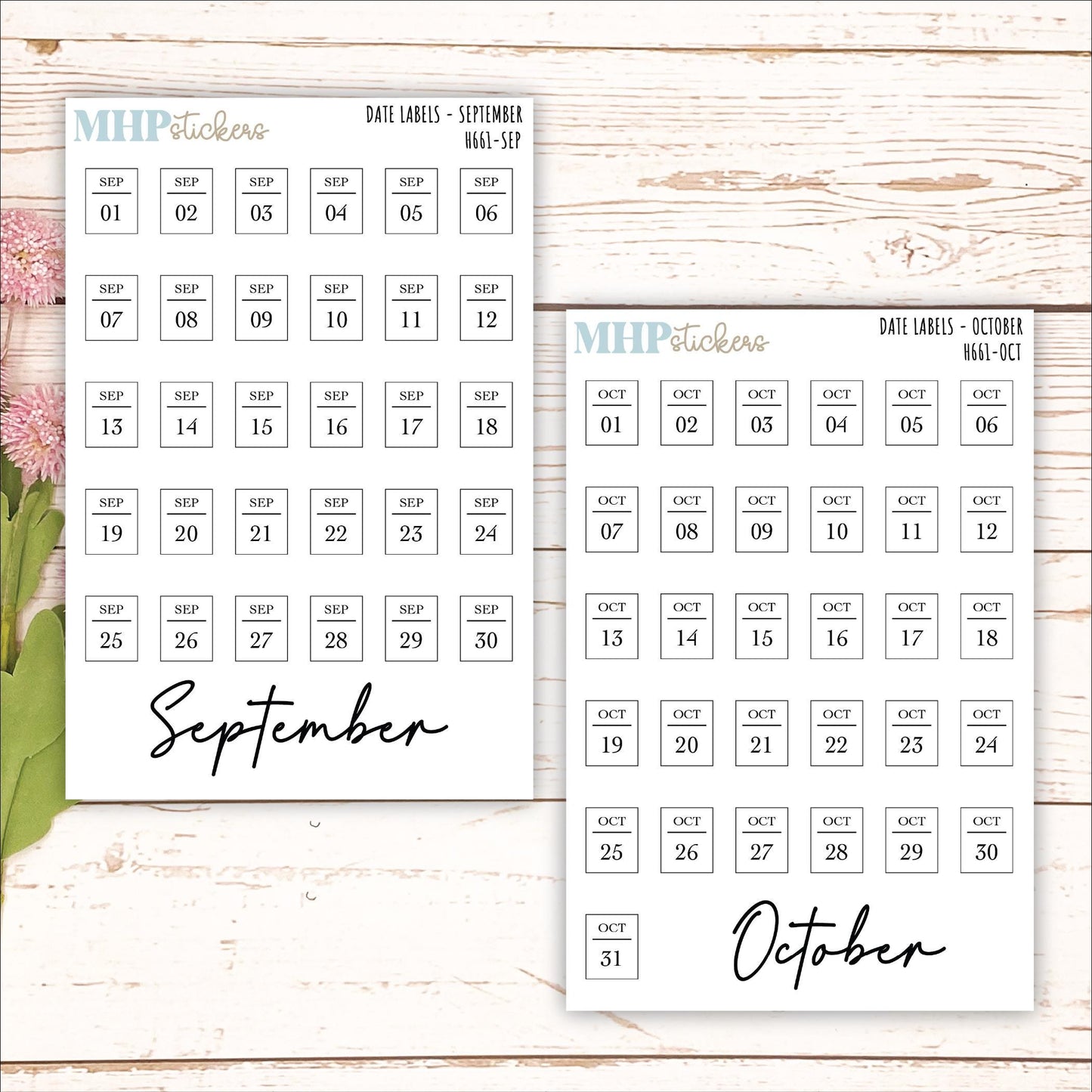 Date Labels for Planners. Sticker Planners || H661