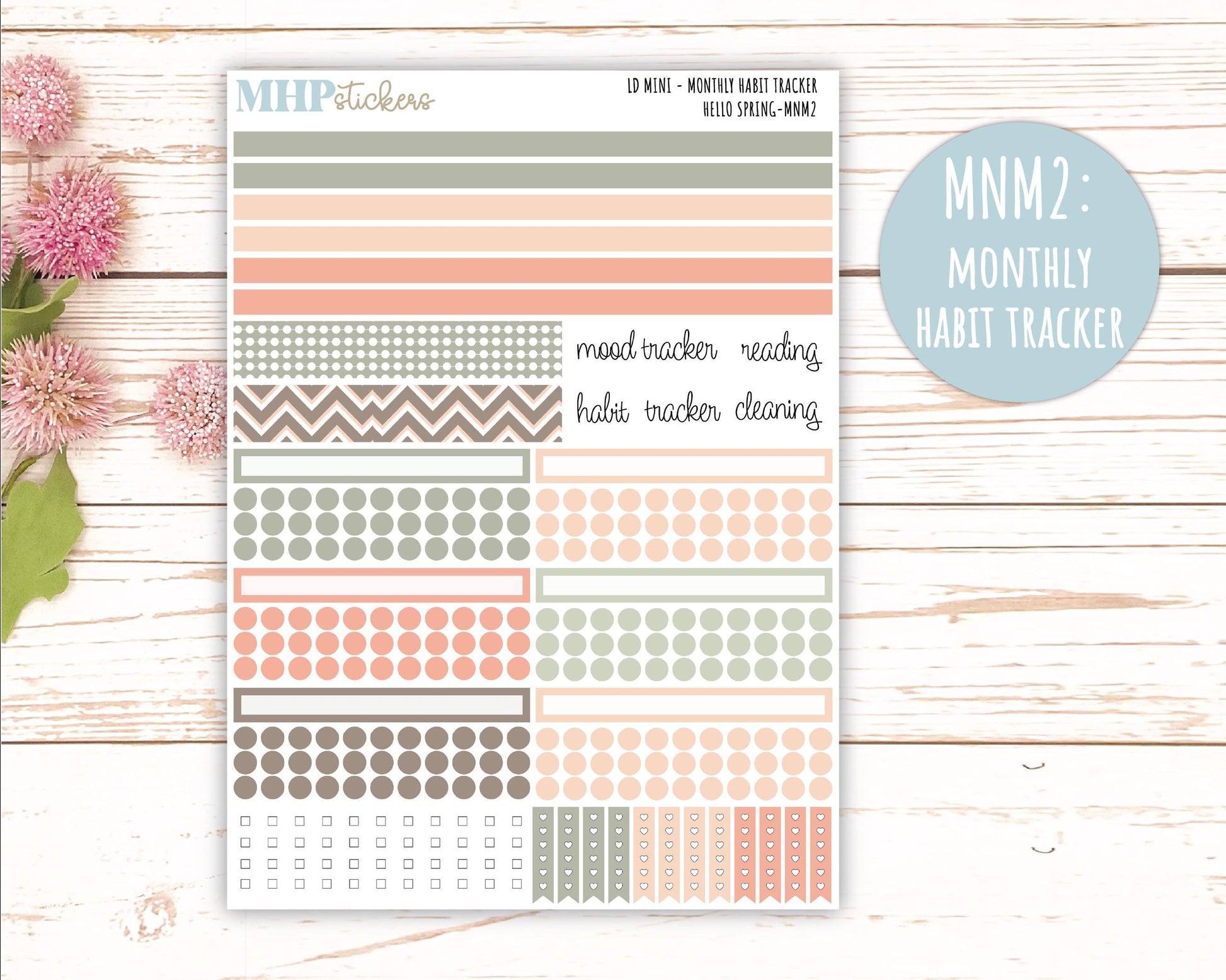 MARCH 2025 Stickers for MINI Laurel Denise Planners "Hello spring" || MNHS