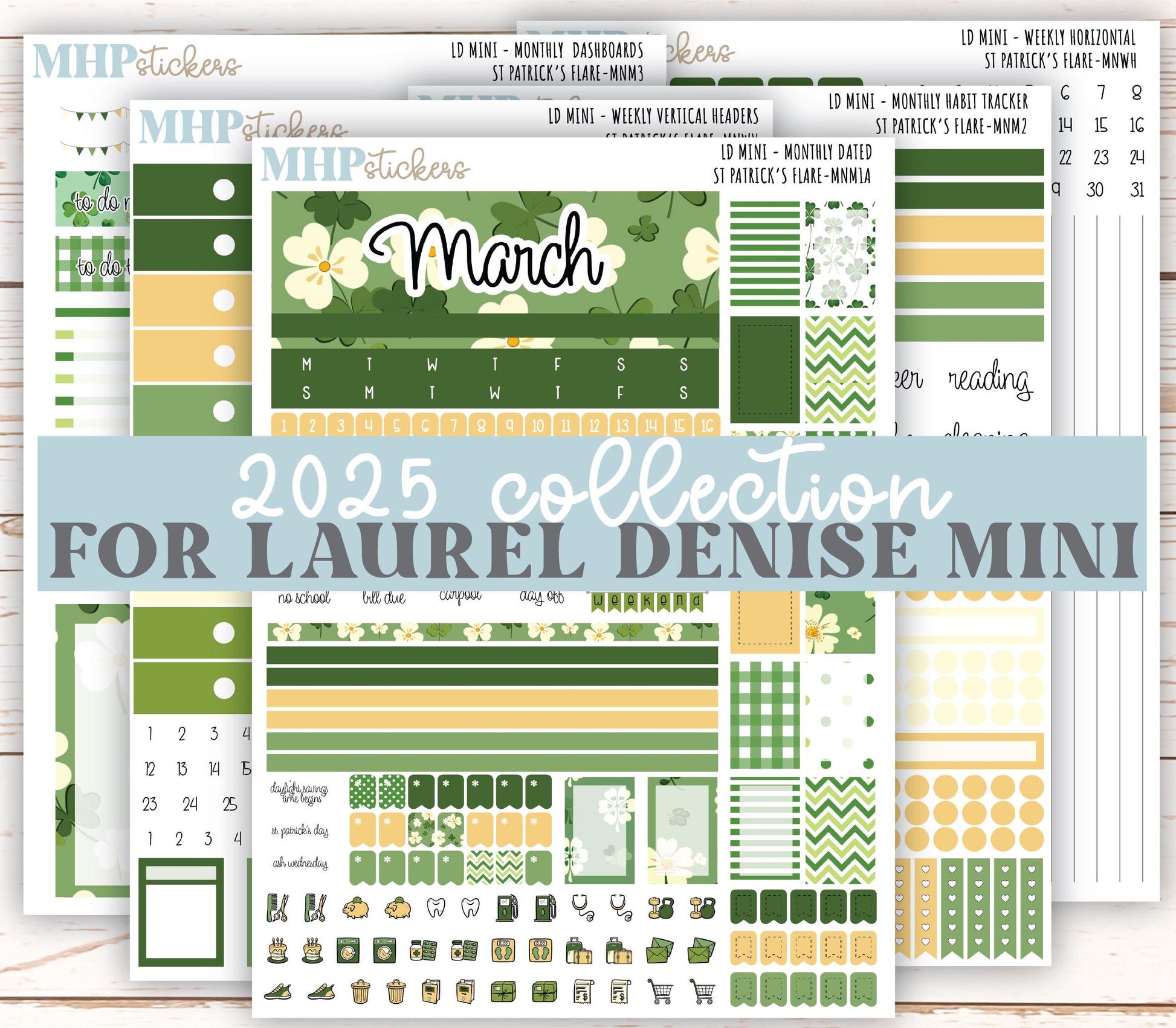 MARCH 2025 Stickers for MINI Laurel Denise Planners "St PAtrick's Flare" || MNSPF