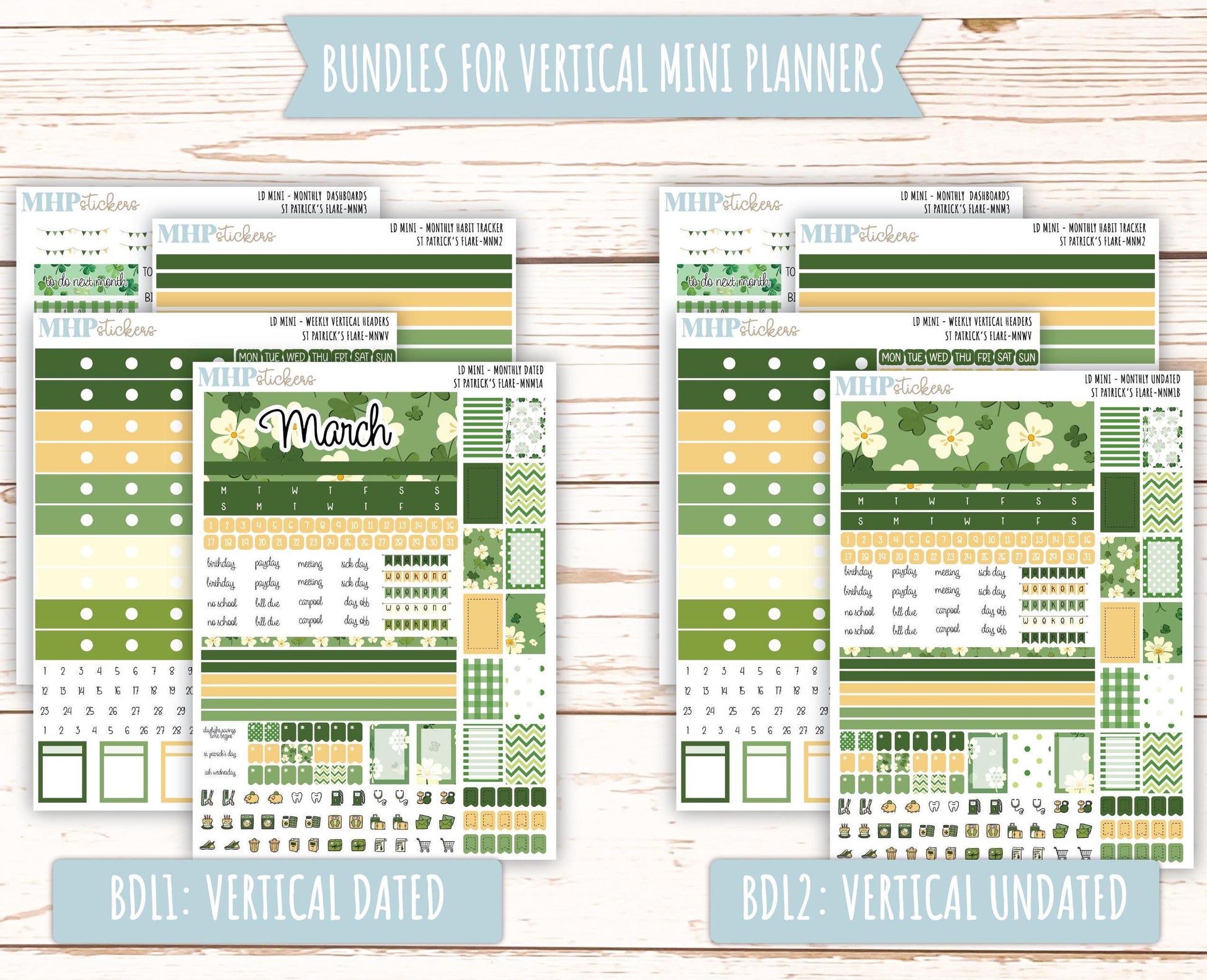 MARCH 2025 Stickers for MINI Laurel Denise Planners "St PAtrick's Flare" || MNSPF