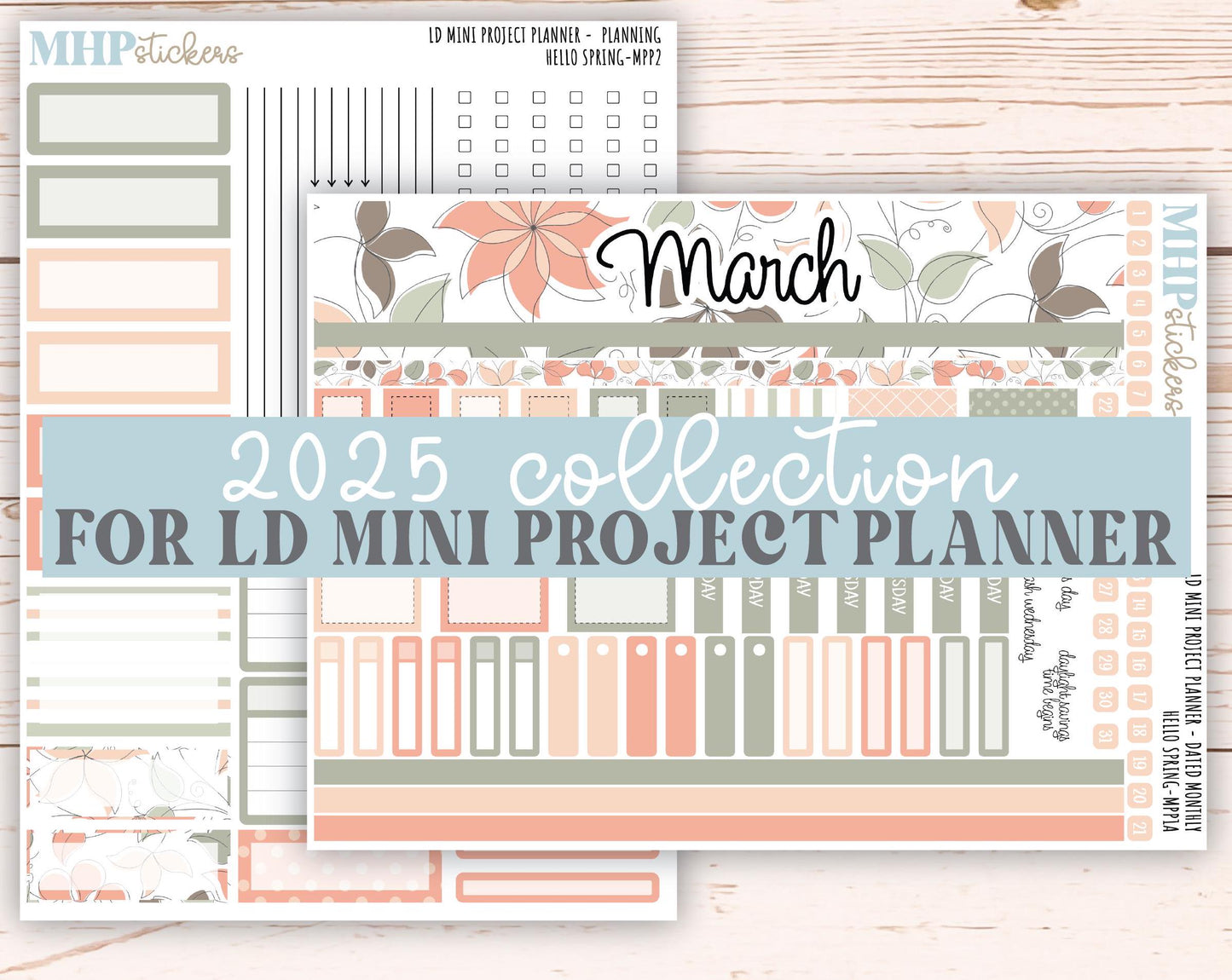 MARCH 2025 Stickers for LD Mini Project Planner "Hello Spring" || MPPHS