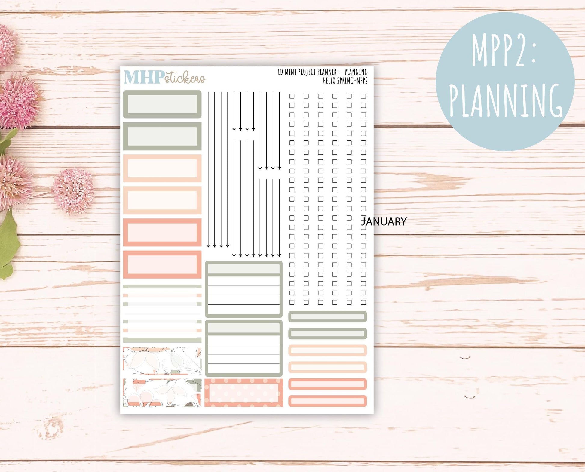 MARCH 2025 Stickers for LD Mini Project Planner "Hello Spring" || MPPHS