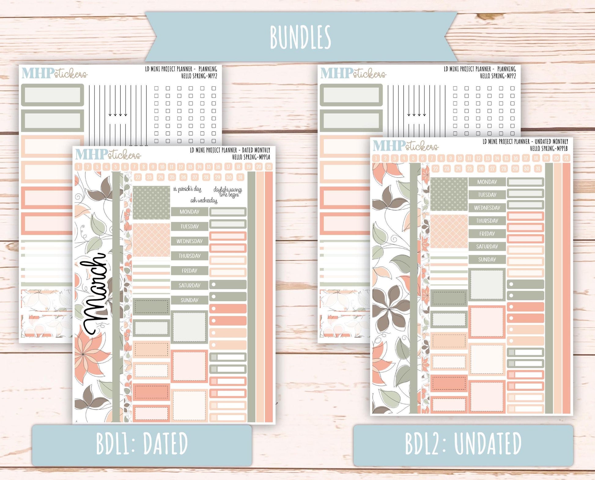 MARCH 2025 Stickers for LD Mini Project Planner "Hello Spring" || MPPHS