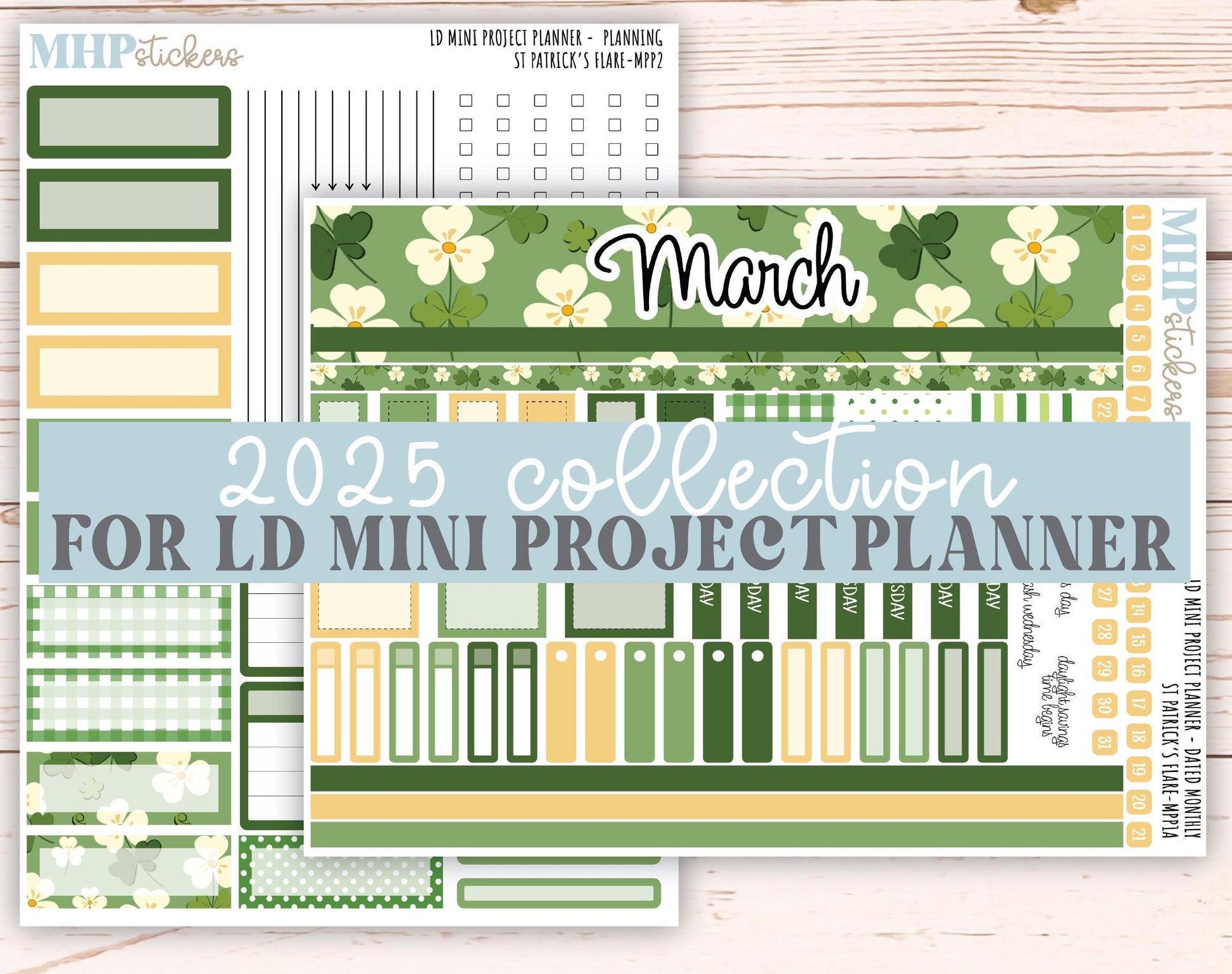 MARCH 2025 Stickers for LD Mini Project Planner "St Patrick's Flare" || MPPSPF