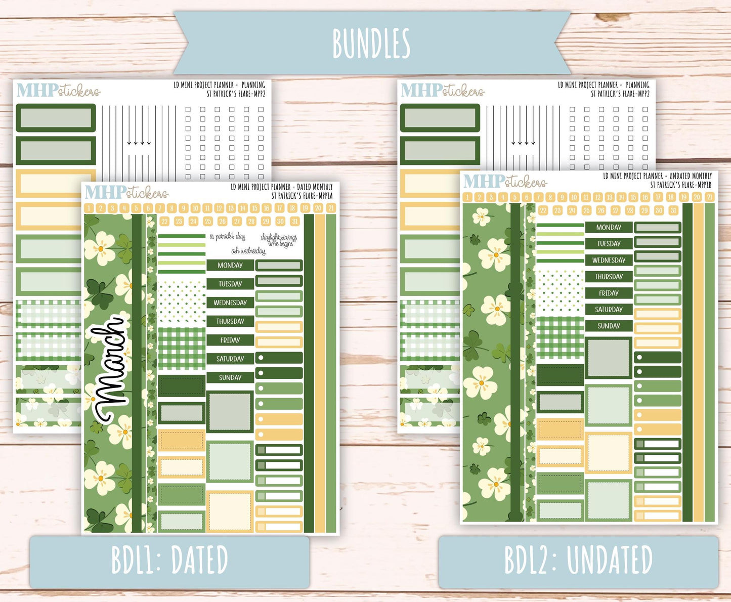 MARCH 2025 Stickers for LD Mini Project Planner "St Patrick's Flare" || MPPSPF