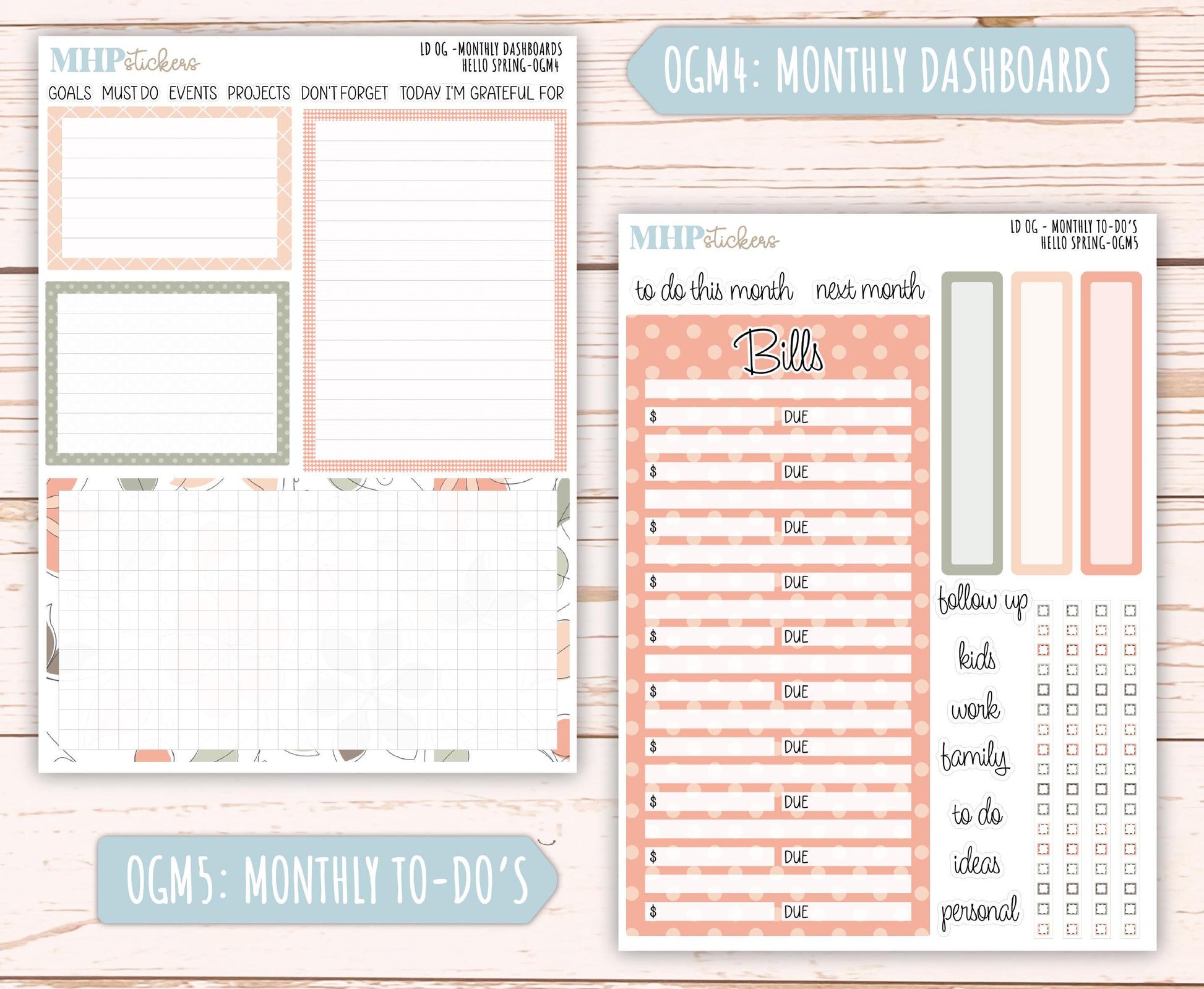 MARCH 2025 Stickers for OG Laurel Denise Planners. "Hello Spring" || OGHS