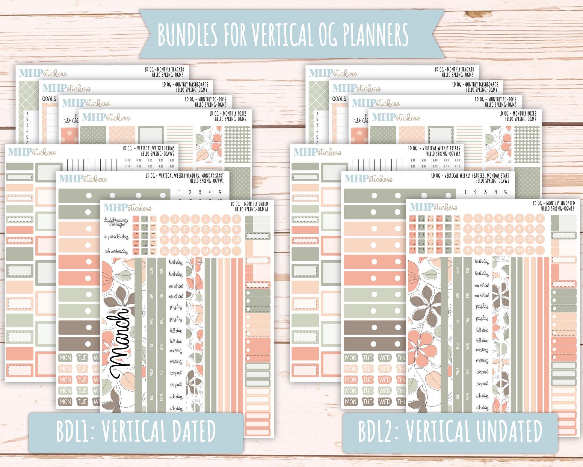 MARCH 2025 Stickers for OG Laurel Denise Planners. "Hello Spring" || OGHS