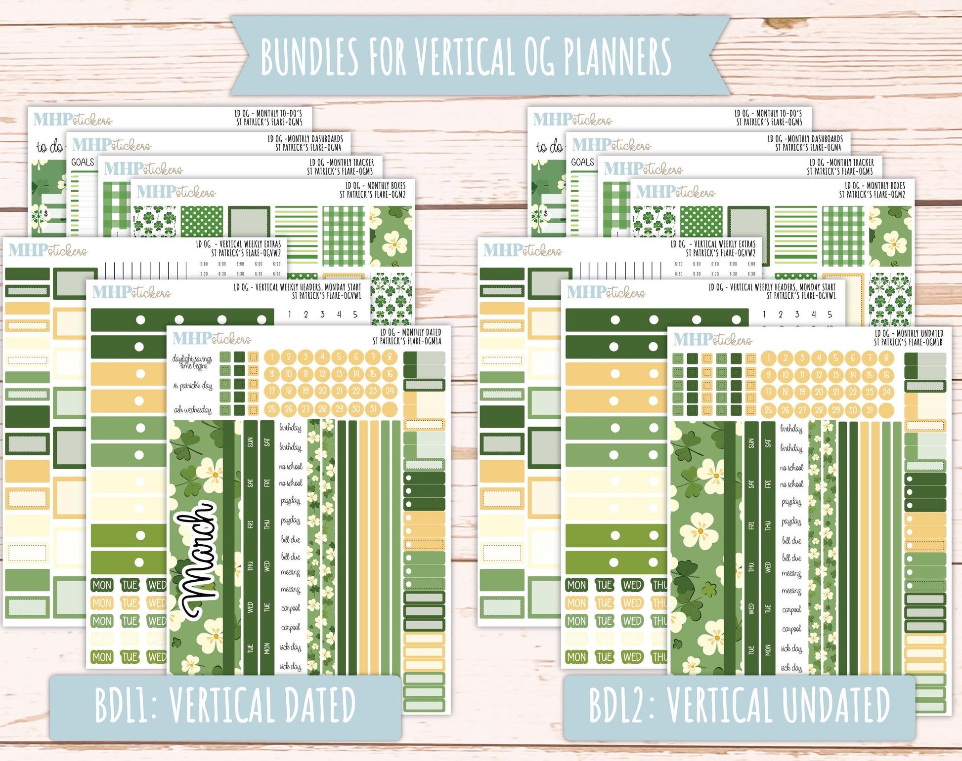 MARCH 2025 Stickers for OG Laurel Denise Planners. "St Patrick's Flare" || OGSPF