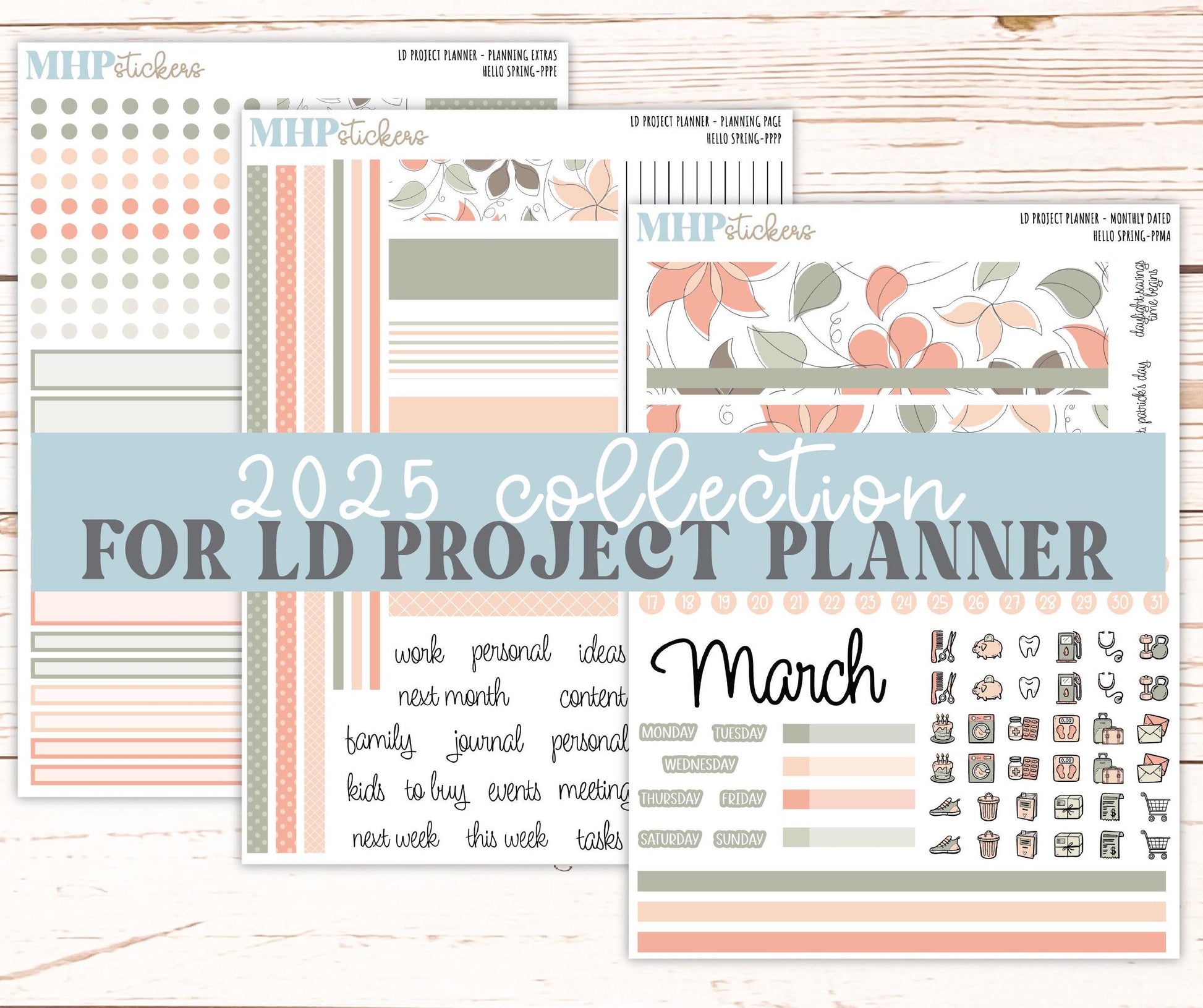 MARCH Stickers for LD Project Planner "Hello Spring" || PPHS