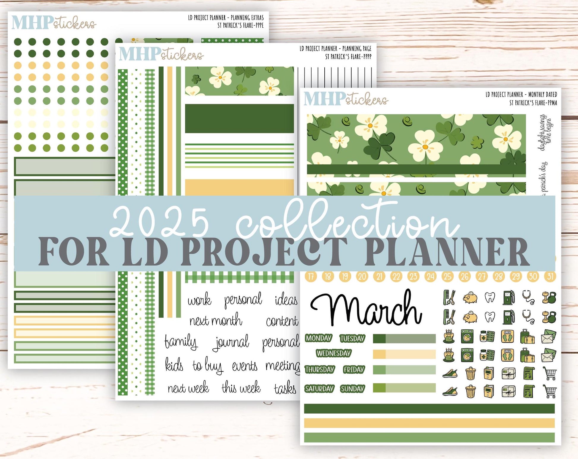 MARCH Stickers for LD Project Planner "St Patricks Flare" || PPSPF