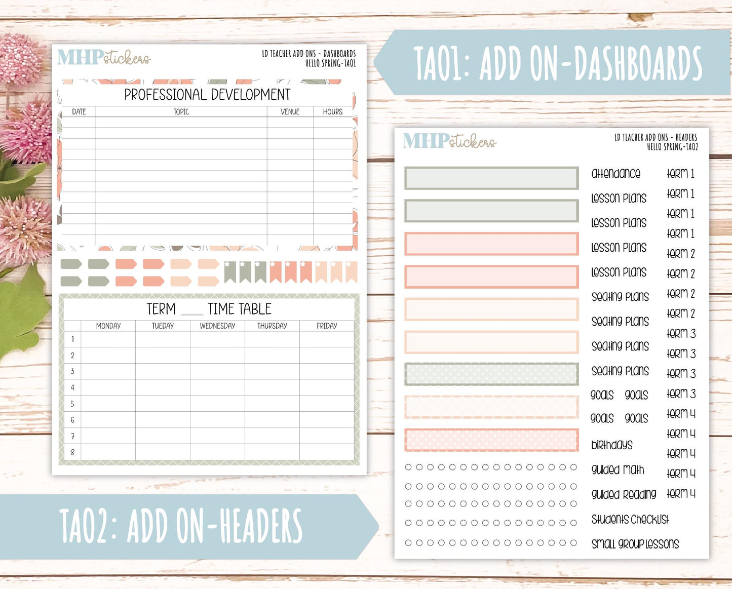 MARCH Stickers for Laurel Denise Teacher Planners. "Hello Spring" || THS