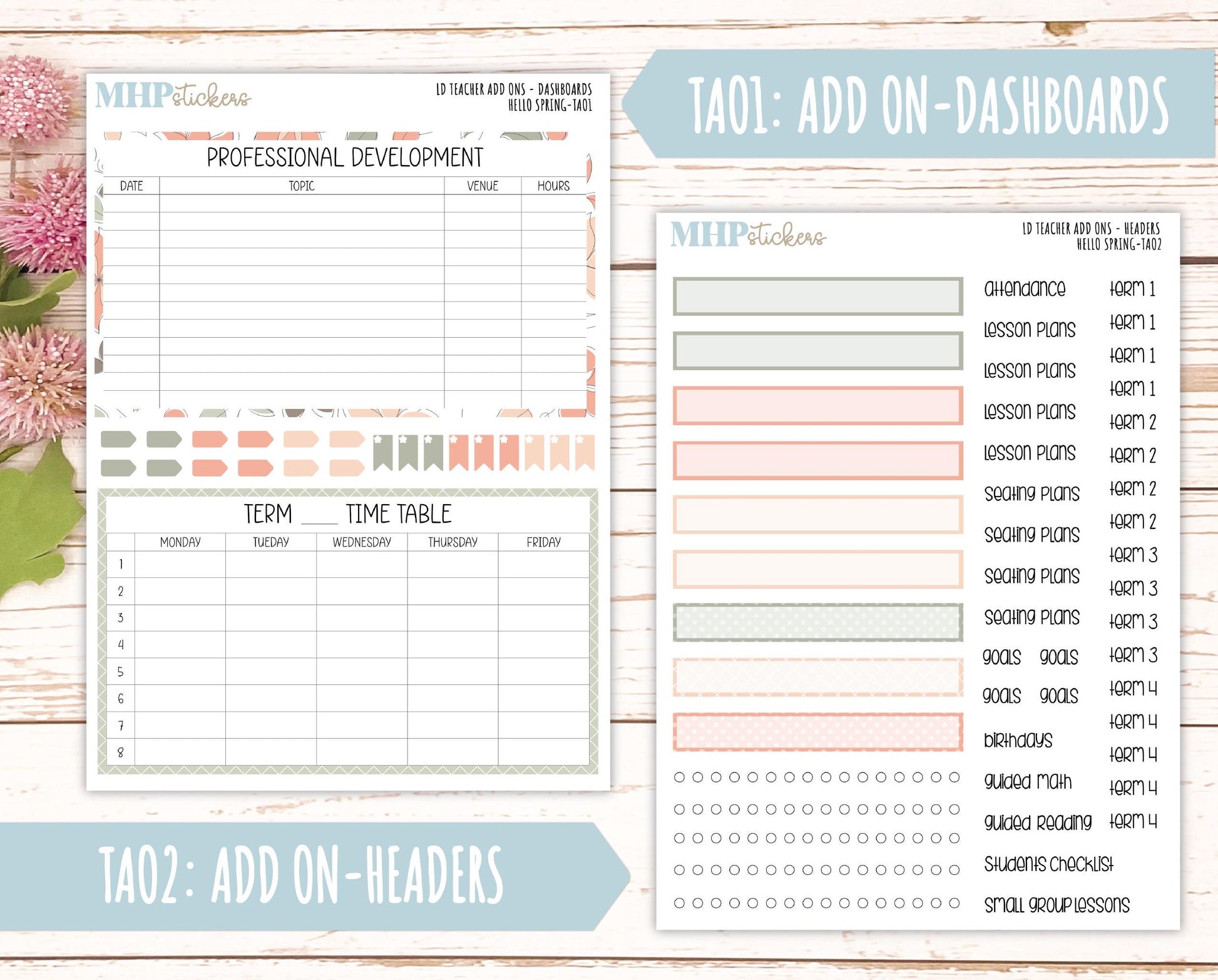 MARCH Stickers for Laurel Denise Teacher Planners. "Hello Spring" || THS