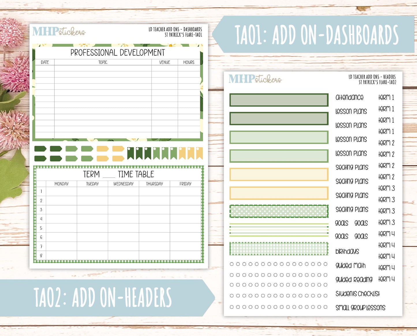 MARCH Stickers for Laurel Denise Teacher Planners. "St Patrick's Flare" || TSPF