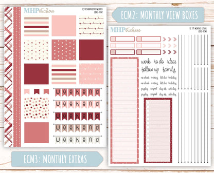 FEBRUARY 2025 Monthly Kit Stickers for 7x9 Erin Condren Planners. "Love" || ECMLV