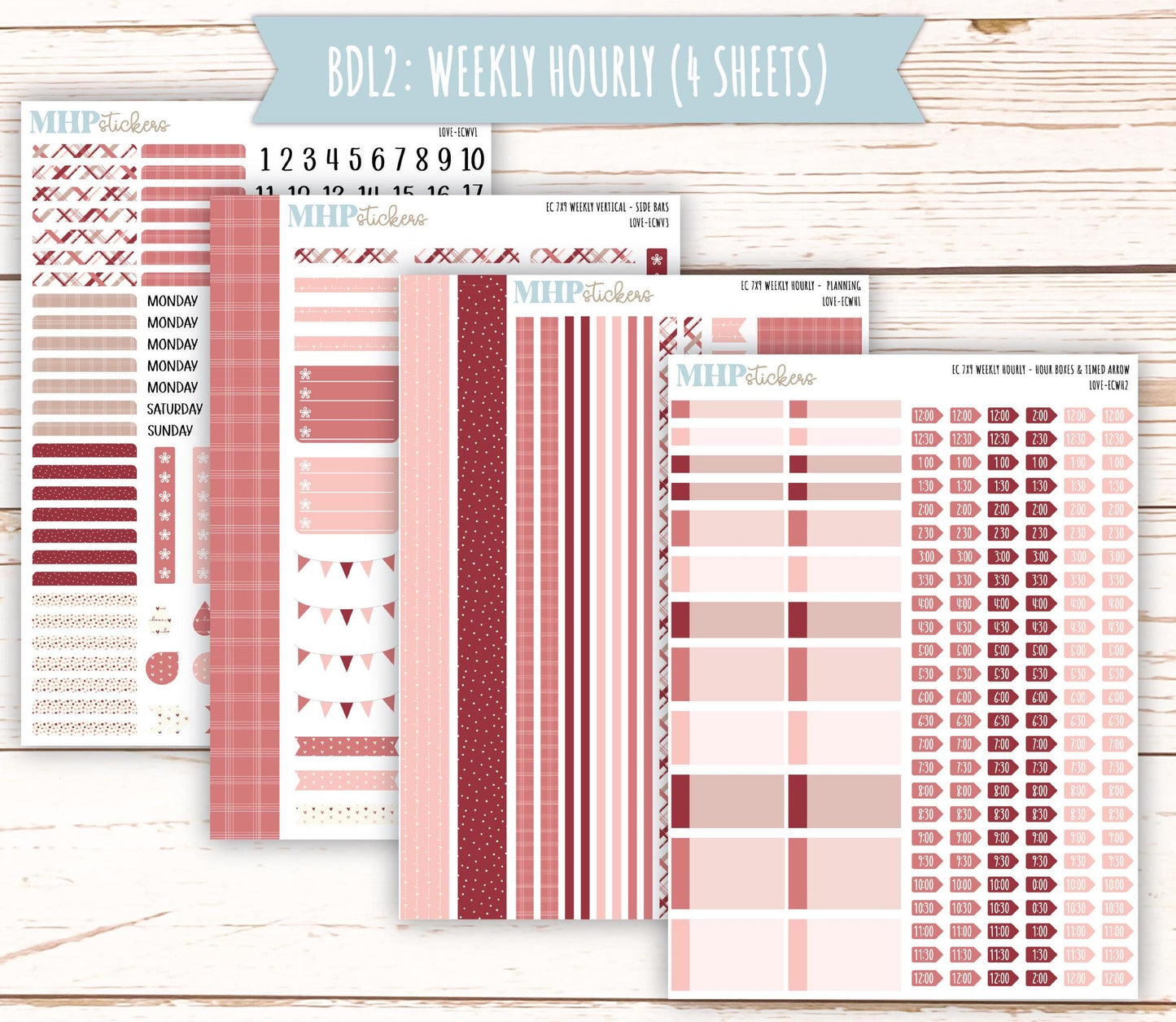 FEBRUARY Weekly Planning Kits for 7x9 Erin Condren Planners. "Love" || ECWLV