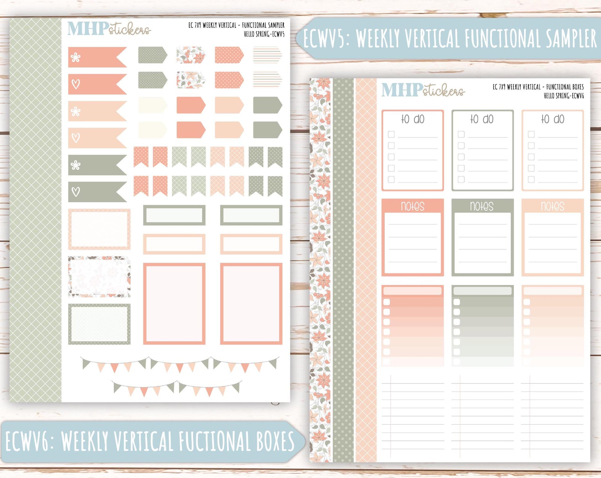 MARCH Weekly Planning Kits for 7x9 Erin Condren Planners. "Hello Spring" || ECWHS