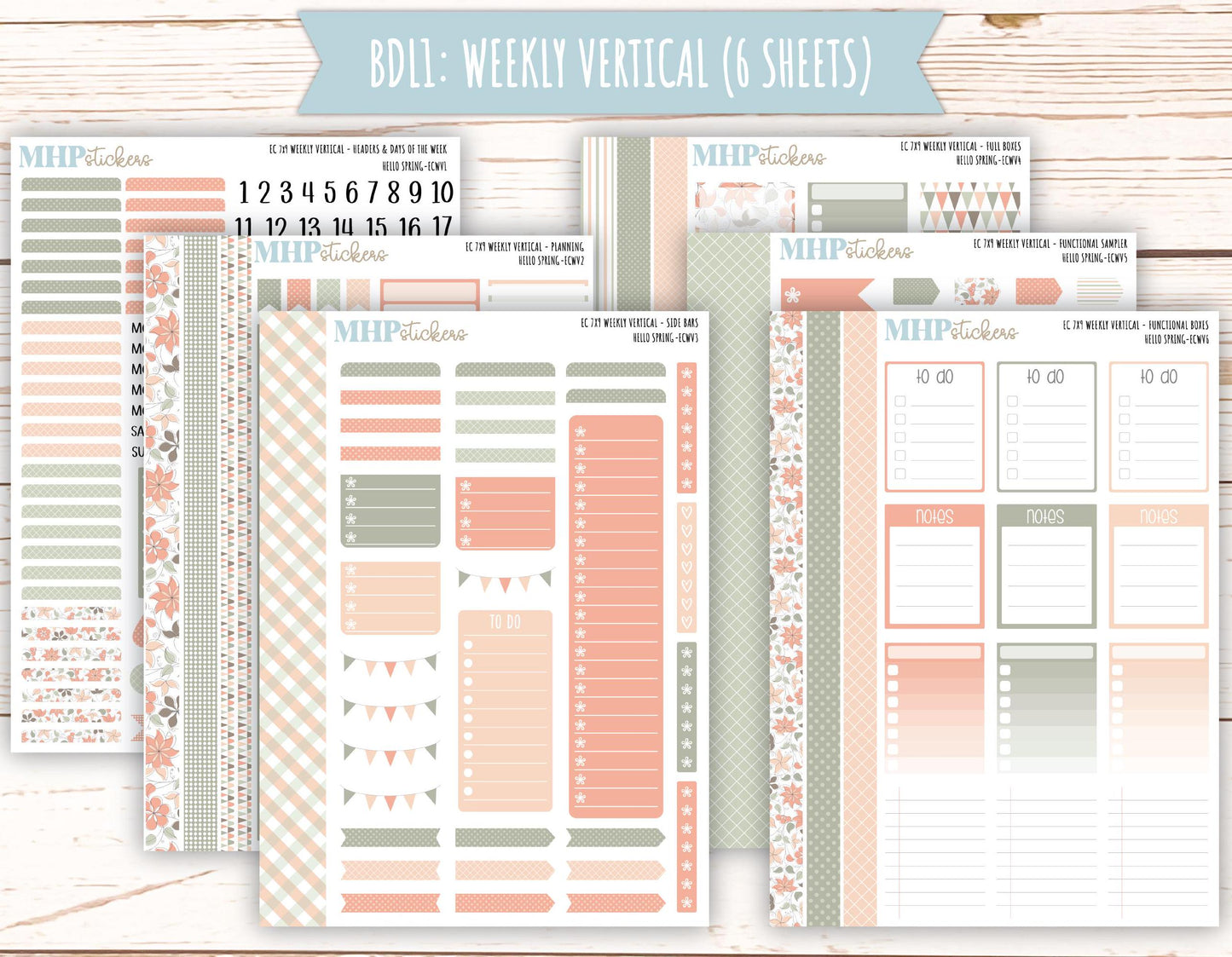 MARCH Weekly Planning Kits for 7x9 Erin Condren Planners. "Hello Spring" || ECWHS