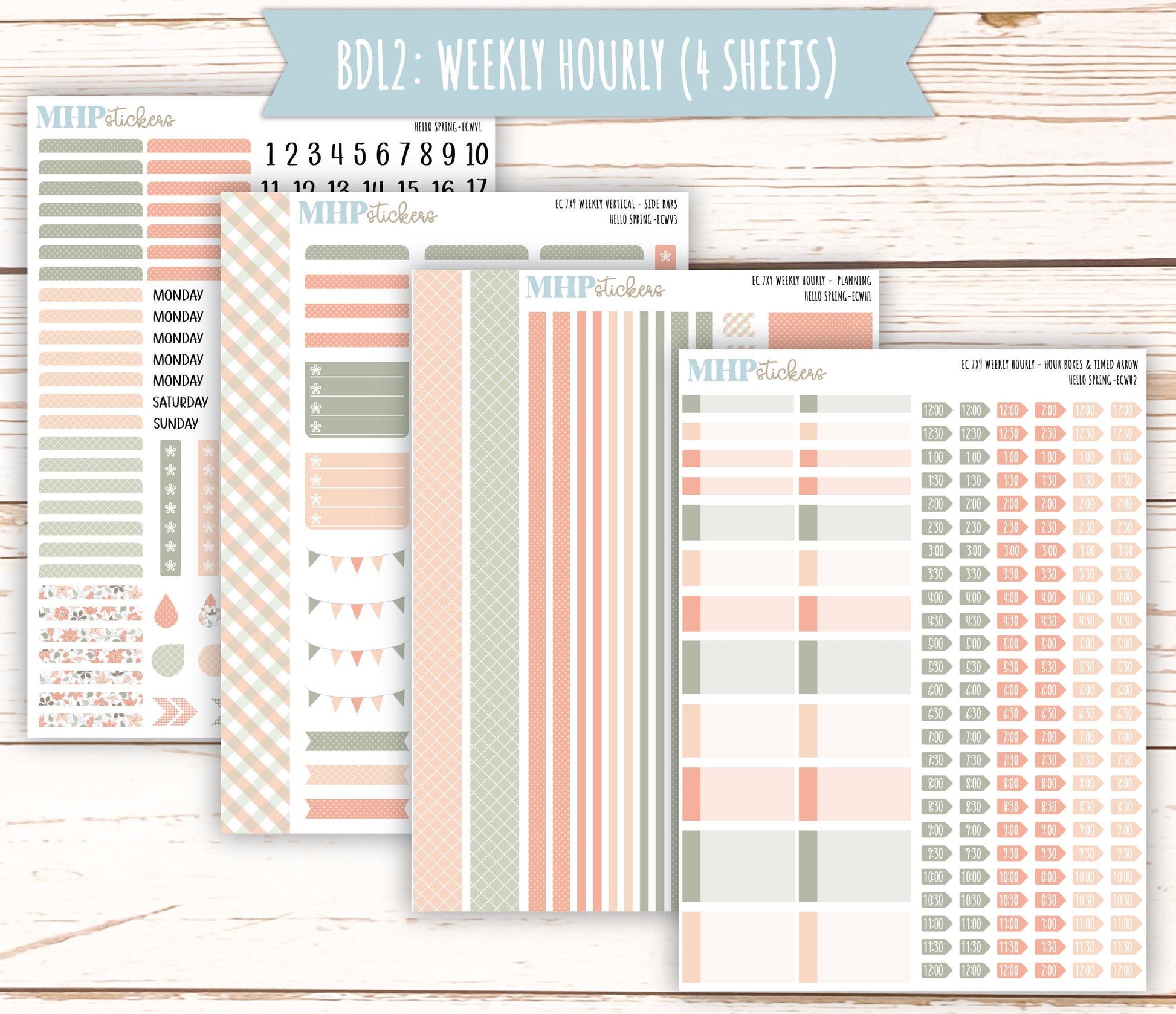 MARCH Weekly Planning Kits for 7x9 Erin Condren Planners. "Hello Spring" || ECWHS