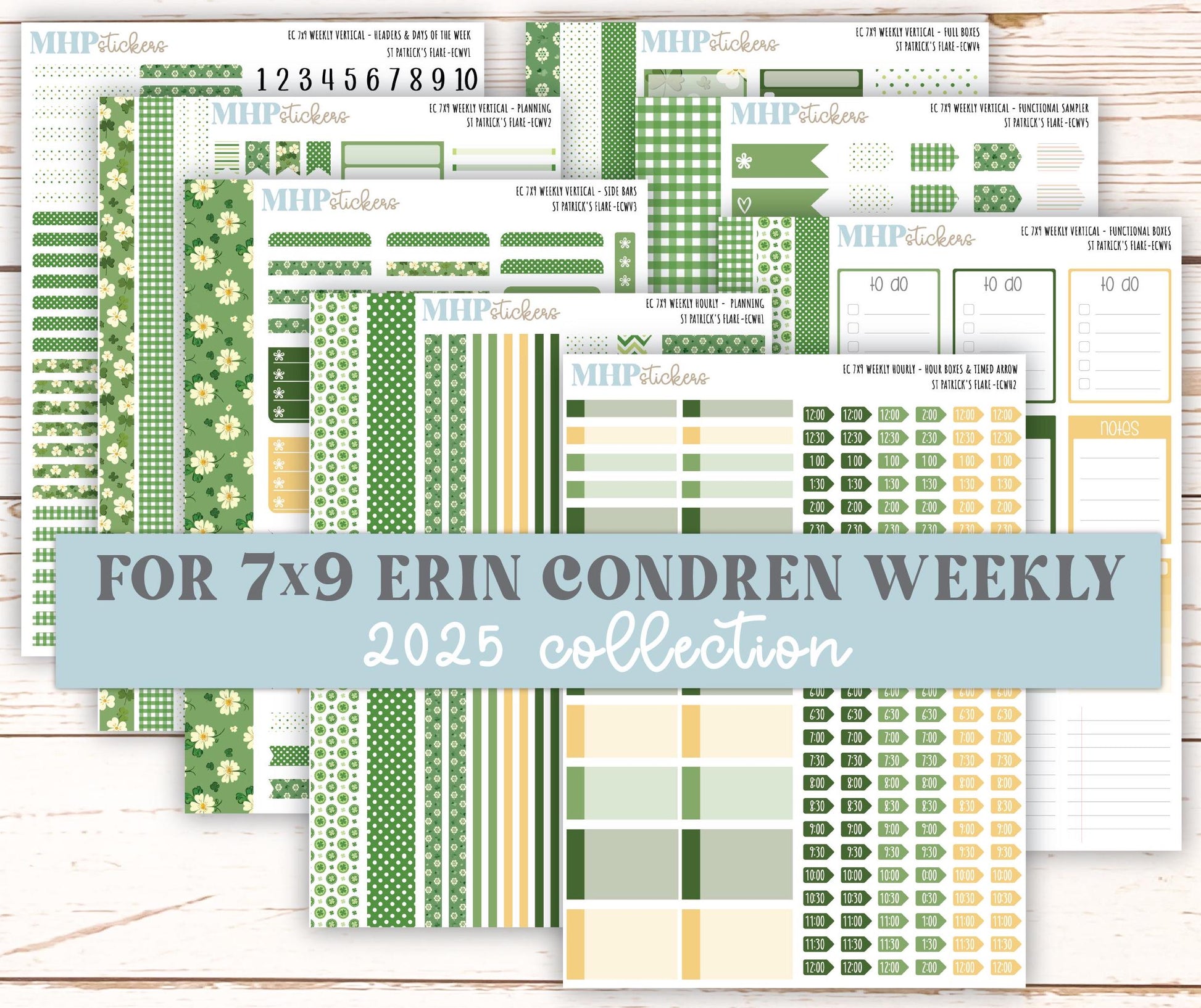 MARCH Weekly Planning Kits for 7x9 Erin Condren Planners. "St Patrick's Flare" || ECWSPF