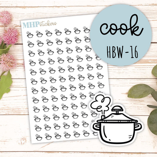 COOK - Black & White Icon. Planner Stickers || HBW-16