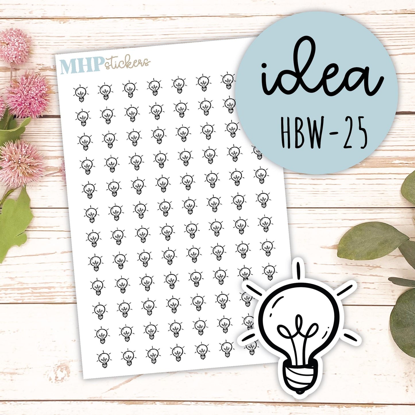 IDEA - Black & White Icon. Planner Stickers || HBW-25